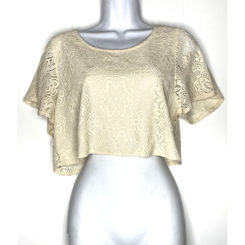 Urban Outfitters Pins Needles Ivory Lace Cropped Top Medium